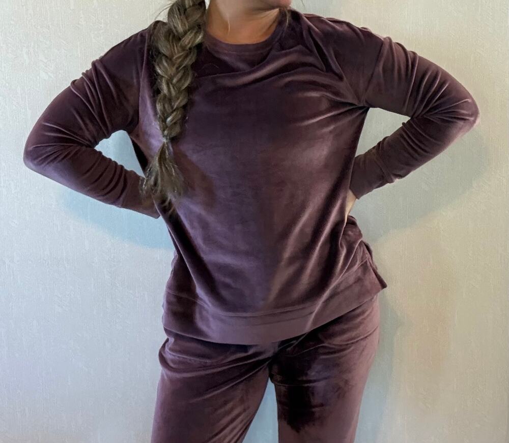 32 Degrees Heat Velour Sweatshirt Small Mauve Purple Long Sleeve Pullover